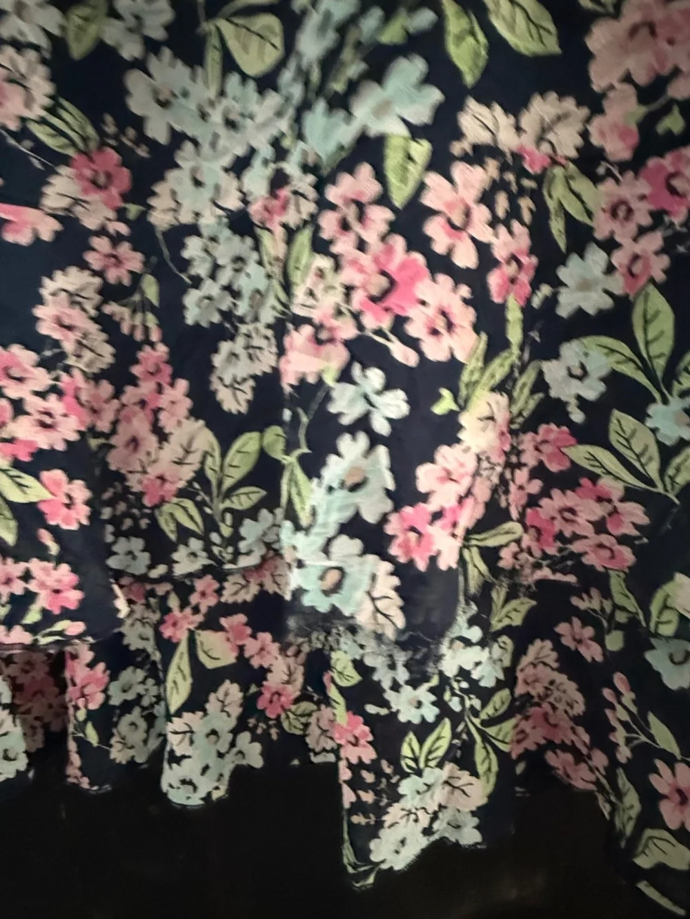 Sag Harbor Petite Floral Tiered Midi Skirt Black Pink Cottagecore Size PS